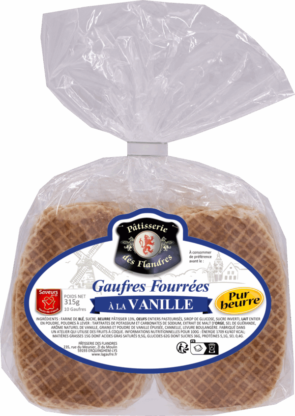 Gaufres Fourrées<br>à la Vanille Pur Beurre