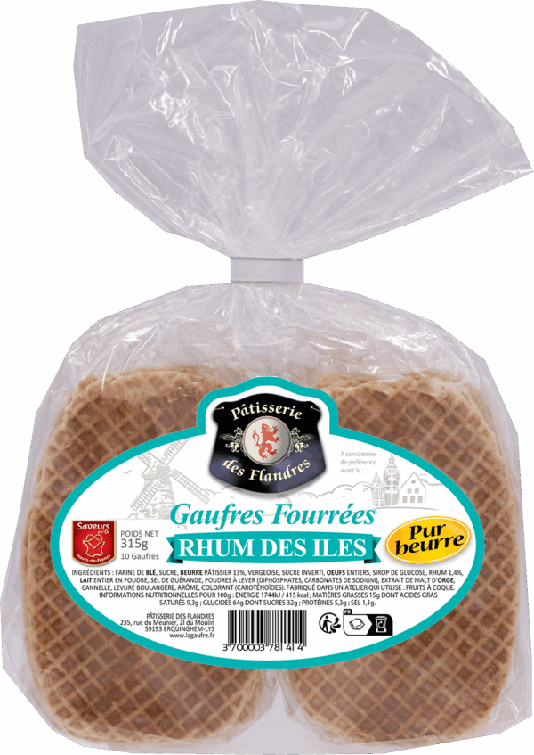 Gaufres Fourrées<br>Rhum des Îles Pur Beurre