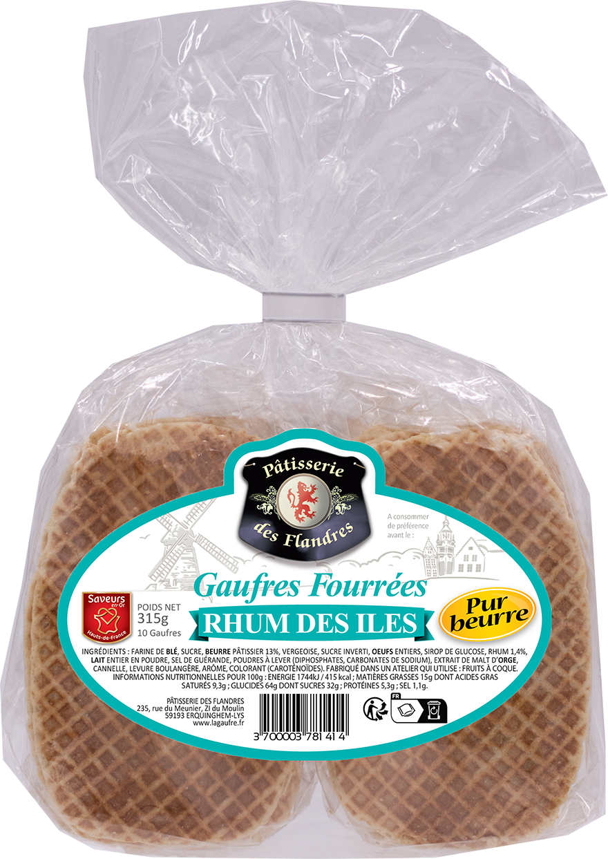 Gaufres Fourrées<br>Rhum des Îles Pur Beurre